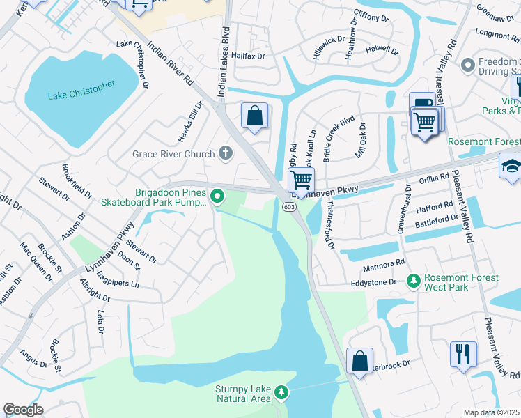 map of restaurants, bars, coffee shops, grocery stores, and more near 5020 Lynnhaven Parkway in Virginia Beach