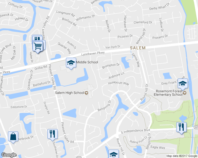 map of restaurants, bars, coffee shops, grocery stores, and more near 4705 Ardmore Lane in Virginia Beach