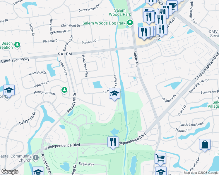 map of restaurants, bars, coffee shops, grocery stores, and more near 1713 Middleton Place in Virginia Beach