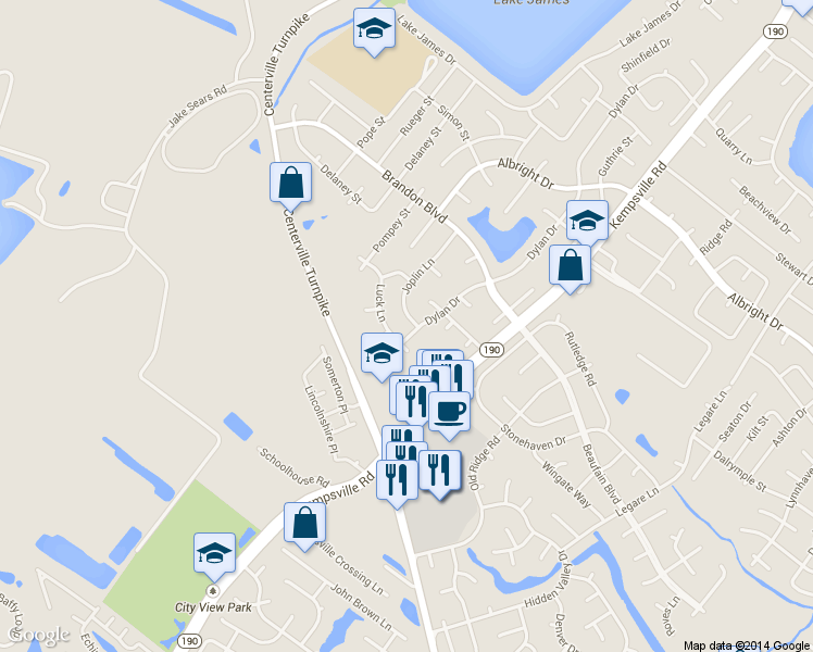 map of restaurants, bars, coffee shops, grocery stores, and more near 1797 Joplin Lane in Virginia Beach