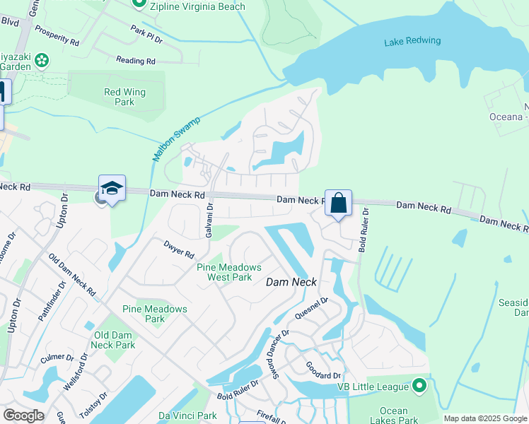 map of restaurants, bars, coffee shops, grocery stores, and more near 754 Casual Court in Virginia Beach
