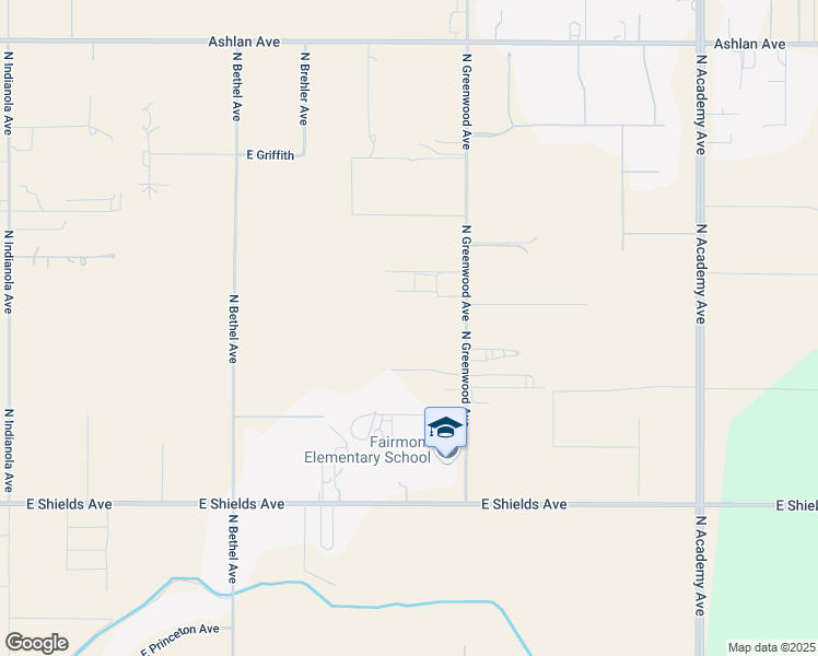 map of restaurants, bars, coffee shops, grocery stores, and more near 3363 North Greenwood Avenue in Sanger