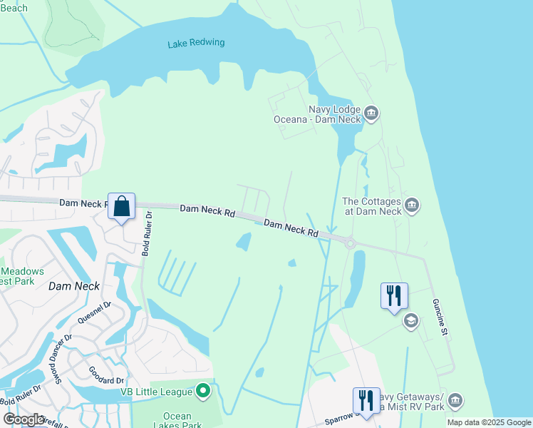map of restaurants, bars, coffee shops, grocery stores, and more near 421 Fieldstone Glen Way in Virginia Beach