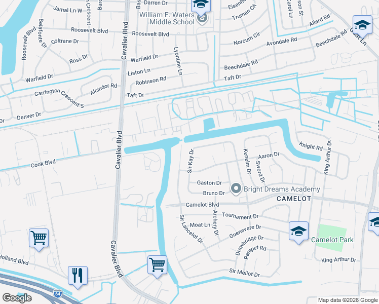 map of restaurants, bars, coffee shops, grocery stores, and more near 308 Sir Kay Court in Chesapeake