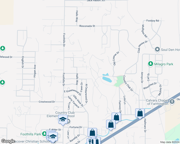 map of restaurants, bars, coffee shops, grocery stores, and more near 5921 Inverness Drive in Farmington