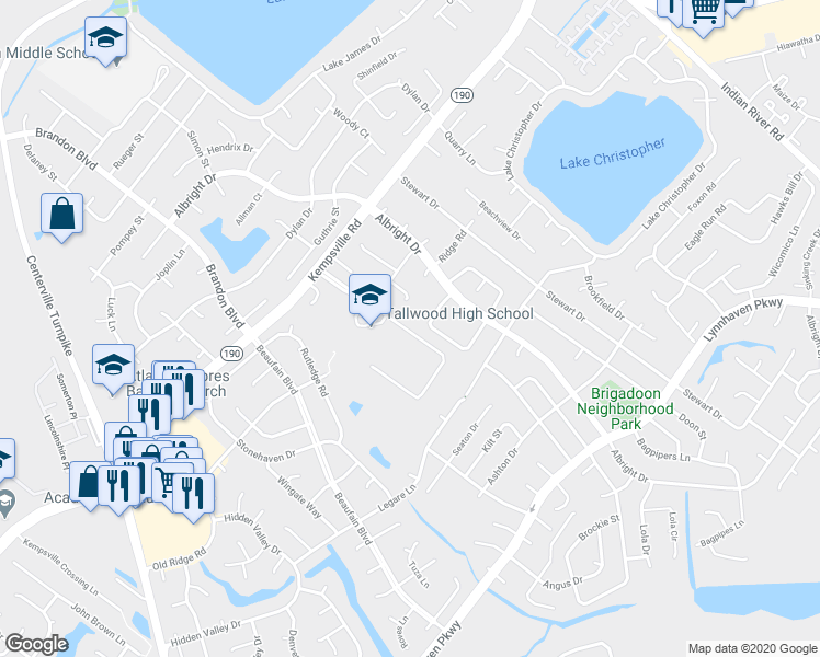 map of restaurants, bars, coffee shops, grocery stores, and more near 1648 Waff Road in Virginia Beach