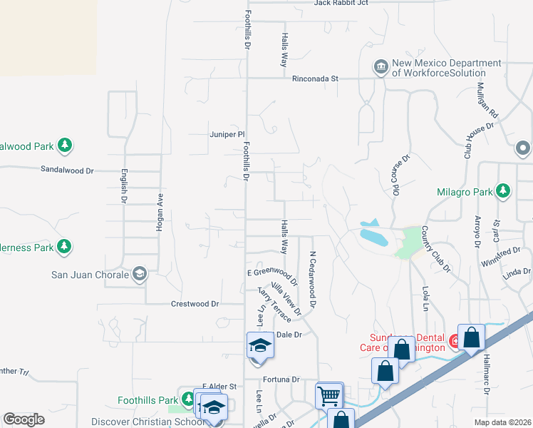 map of restaurants, bars, coffee shops, grocery stores, and more near 5607 Holmes Drive in Farmington