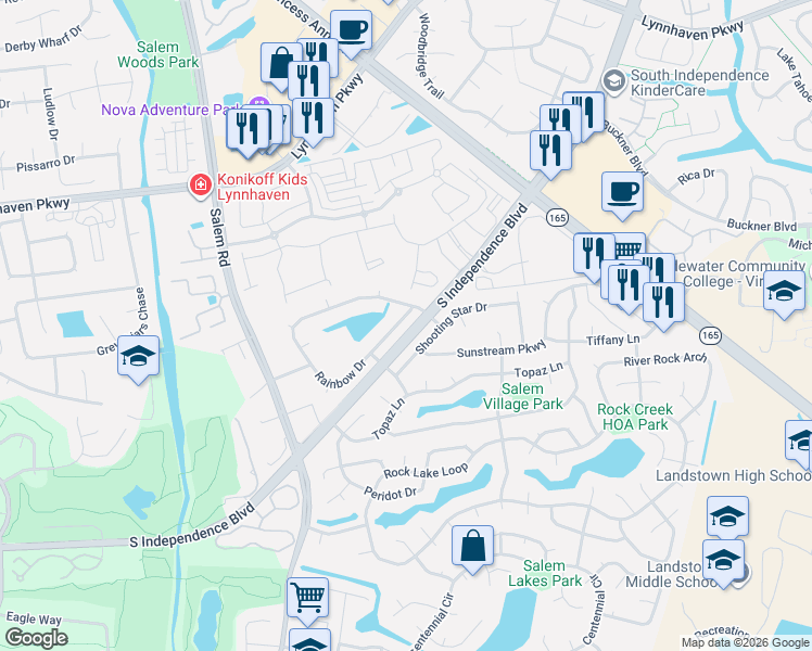 map of restaurants, bars, coffee shops, grocery stores, and more near 3929 Rainbow Drive in Virginia Beach