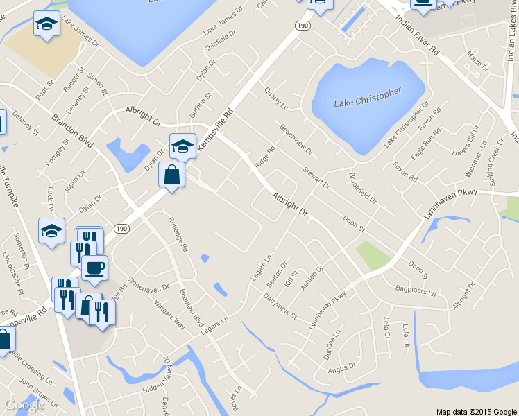 map of restaurants, bars, coffee shops, grocery stores, and more near 5440 Peggy Circle in Virginia Beach