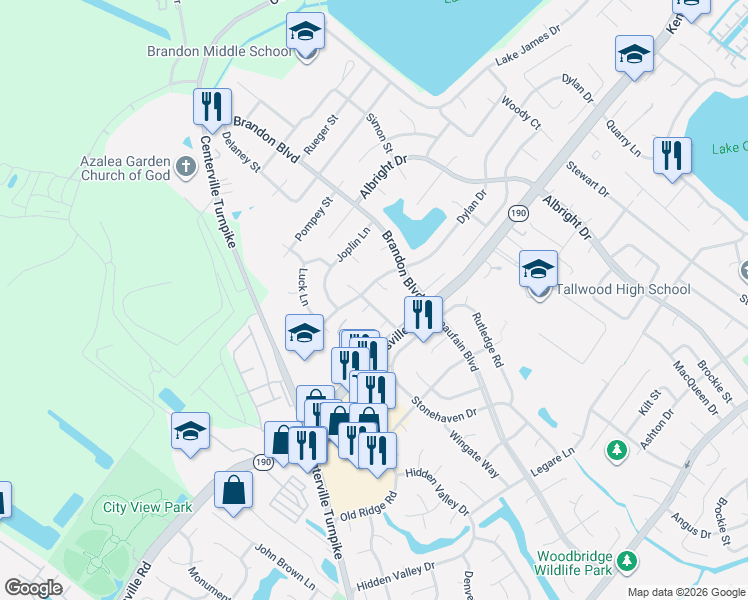 map of restaurants, bars, coffee shops, grocery stores, and more near 1700 Willwood Court in Virginia Beach