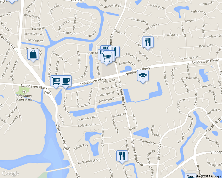 map of restaurants, bars, coffee shops, grocery stores, and more near 1317 Hafford Road in Virginia Beach