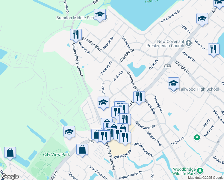 map of restaurants, bars, coffee shops, grocery stores, and more near 1797 Joplin Lane in Virginia Beach