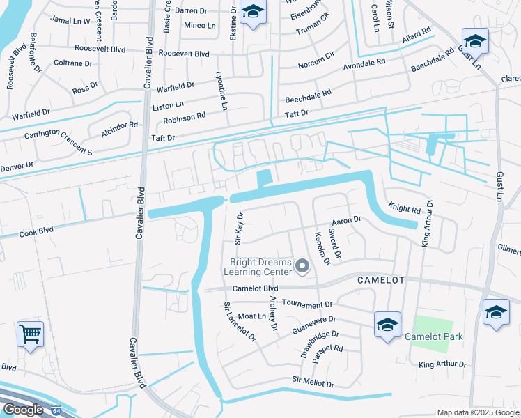 map of restaurants, bars, coffee shops, grocery stores, and more near 1256 Sir Kay Drive in Chesapeake