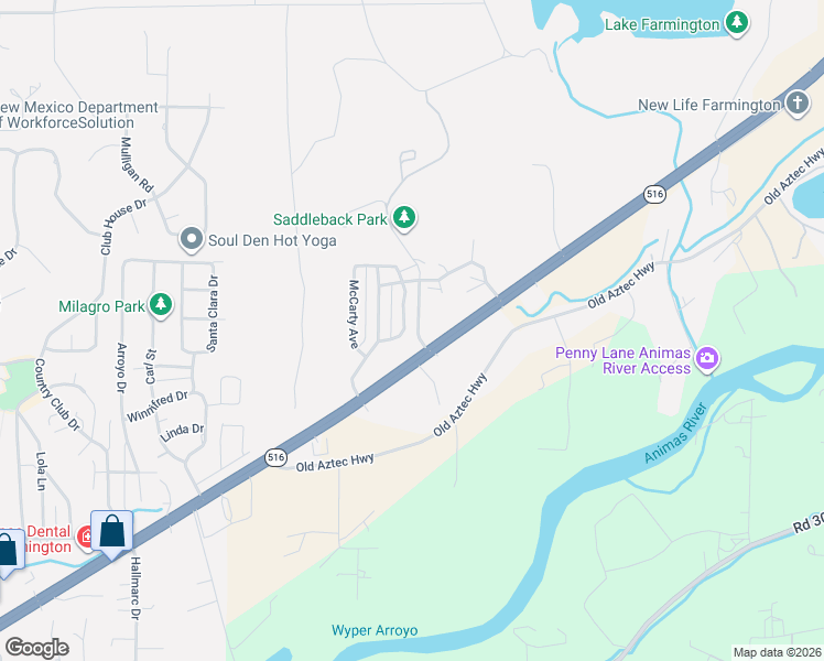 map of restaurants, bars, coffee shops, grocery stores, and more near 7358-7398 East Main Street in Farmington
