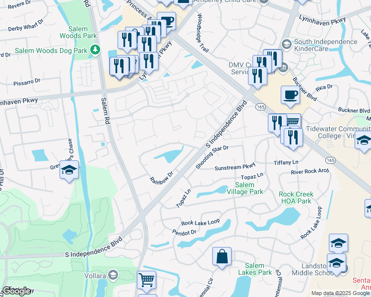 map of restaurants, bars, coffee shops, grocery stores, and more near 4173 Rainbow Drive in Virginia Beach