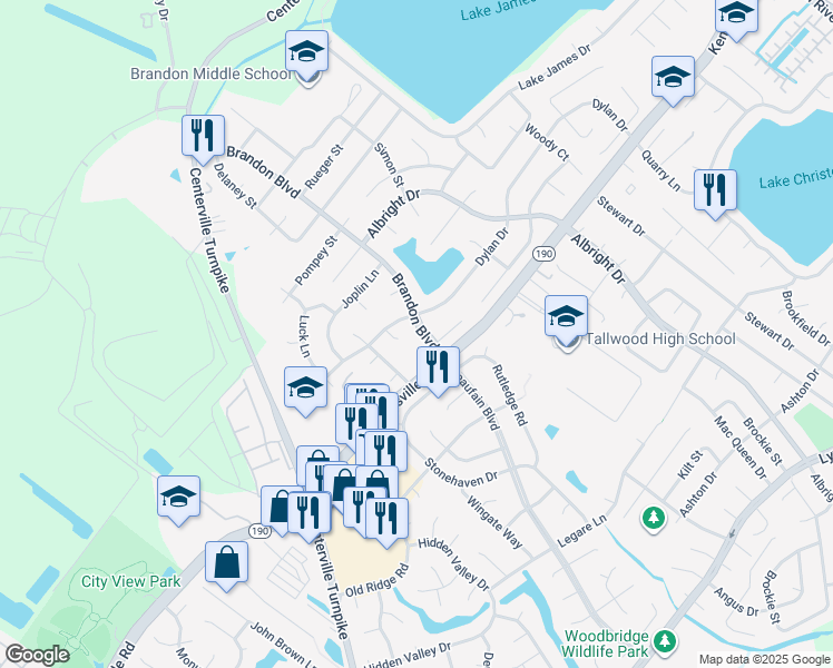 map of restaurants, bars, coffee shops, grocery stores, and more near 1715 Dylan Drive in Virginia Beach