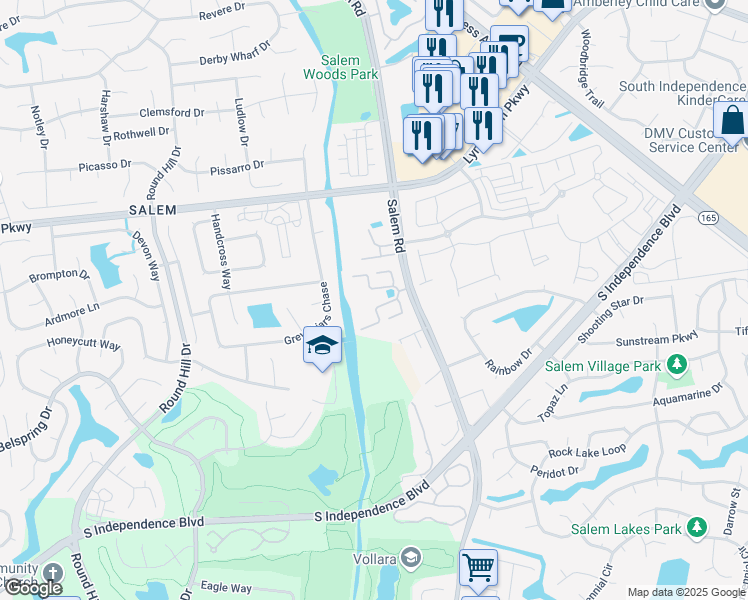 map of restaurants, bars, coffee shops, grocery stores, and more near 4332 Salem Springs Way in Virginia Beach