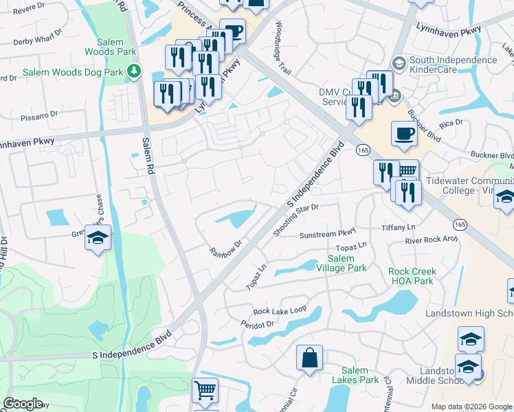 map of restaurants, bars, coffee shops, grocery stores, and more near 4173 Rainbow Drive in Virginia Beach