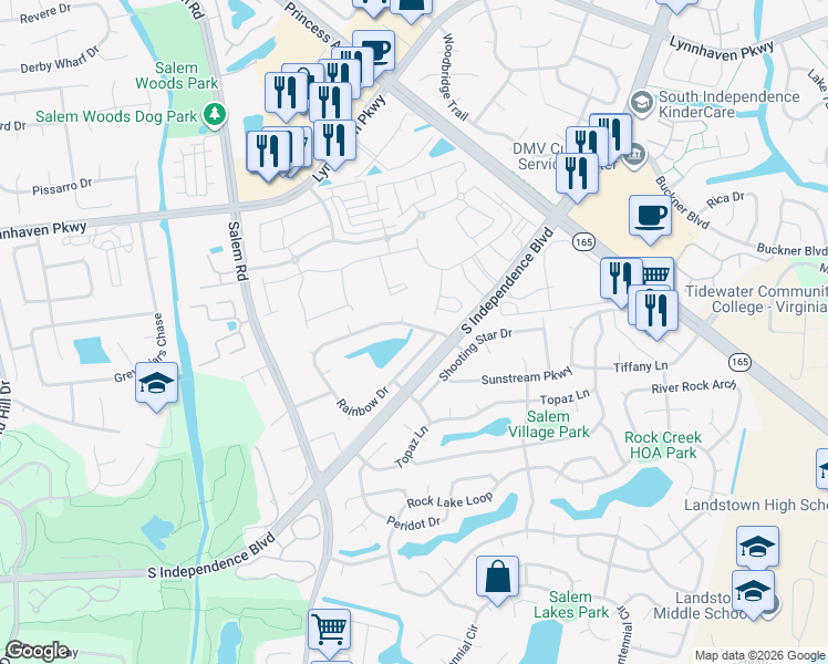 map of restaurants, bars, coffee shops, grocery stores, and more near 4173 Rainbow Drive in Virginia Beach