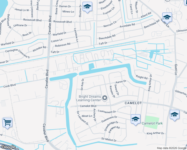 map of restaurants, bars, coffee shops, grocery stores, and more near 1245 Sir Kay Drive in Chesapeake