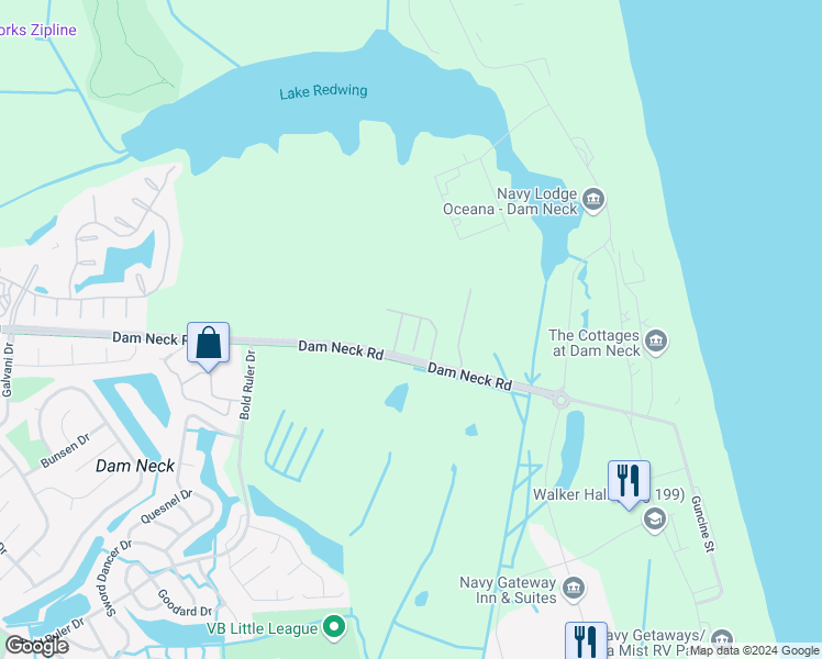 map of restaurants, bars, coffee shops, grocery stores, and more near 1336 Abelia Way in Virginia Beach