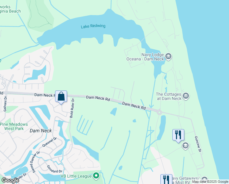 map of restaurants, bars, coffee shops, grocery stores, and more near 1336 Abelia Way in Virginia Beach