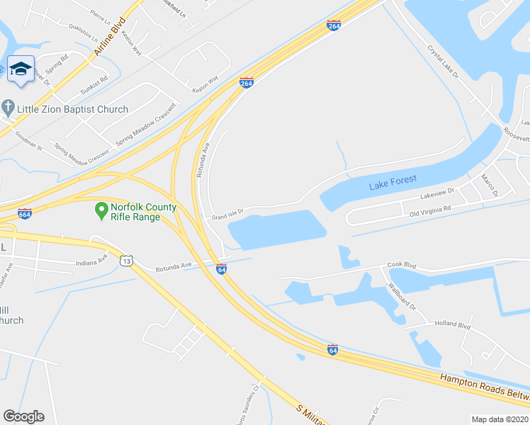 map of restaurants, bars, coffee shops, grocery stores, and more near 4017 Grand Isle Drive in Chesapeake