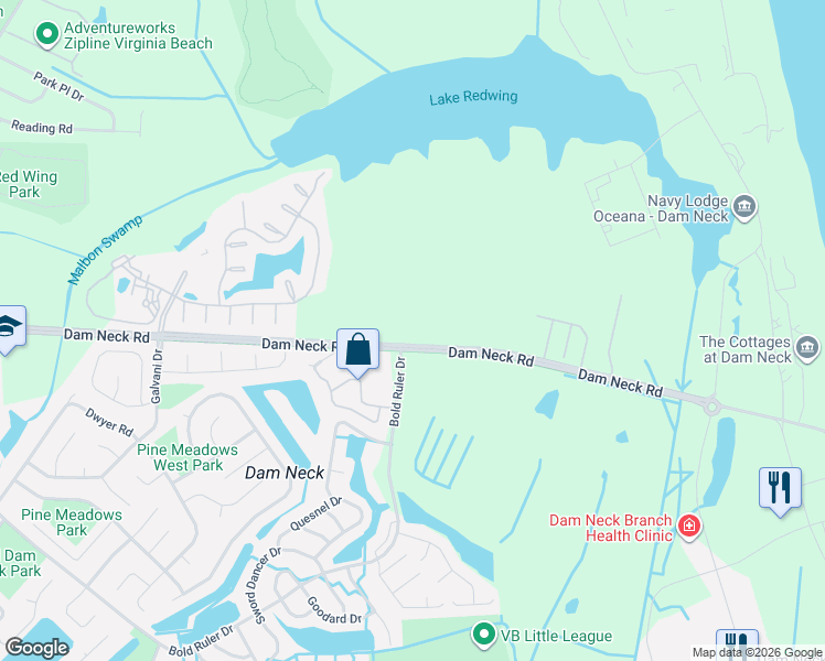 map of restaurants, bars, coffee shops, grocery stores, and more near 618 Jaden Way in Virginia Beach