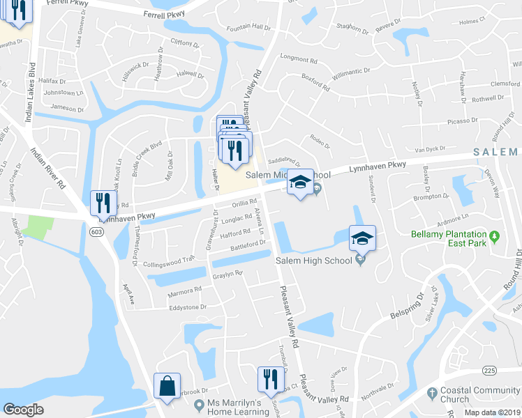 map of restaurants, bars, coffee shops, grocery stores, and more near 1712 Alvena Lane in Virginia Beach