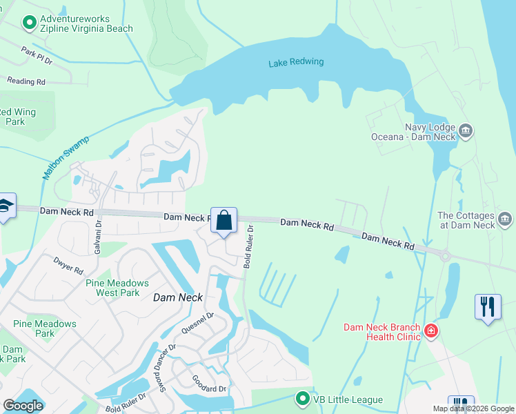 map of restaurants, bars, coffee shops, grocery stores, and more near 618 Jaden Way in Virginia Beach