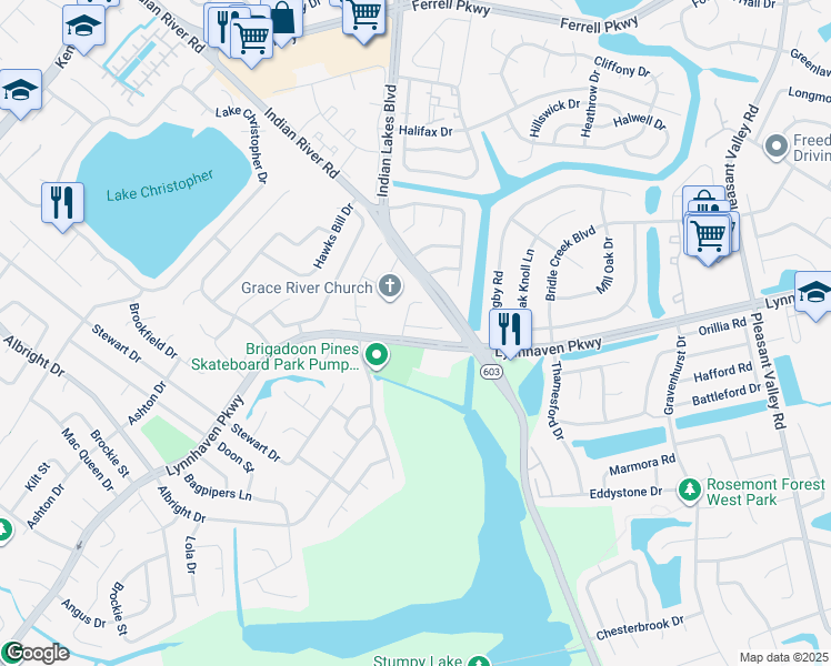 map of restaurants, bars, coffee shops, grocery stores, and more near 5105 Middlebrook Court in Virginia Beach