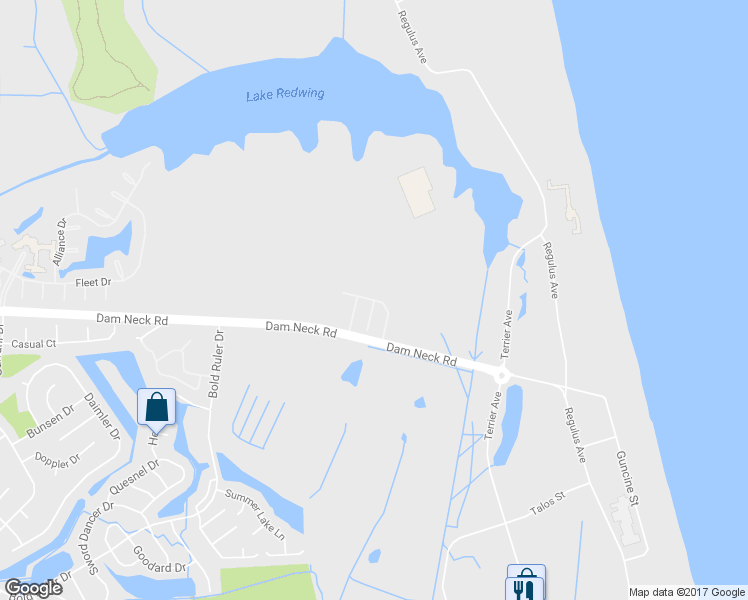 map of restaurants, bars, coffee shops, grocery stores, and more near Myrica Place in Virginia Beach