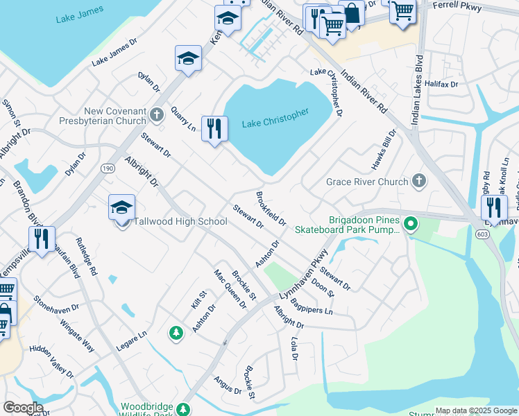 map of restaurants, bars, coffee shops, grocery stores, and more near 1516 Saybrook Cove in Virginia Beach