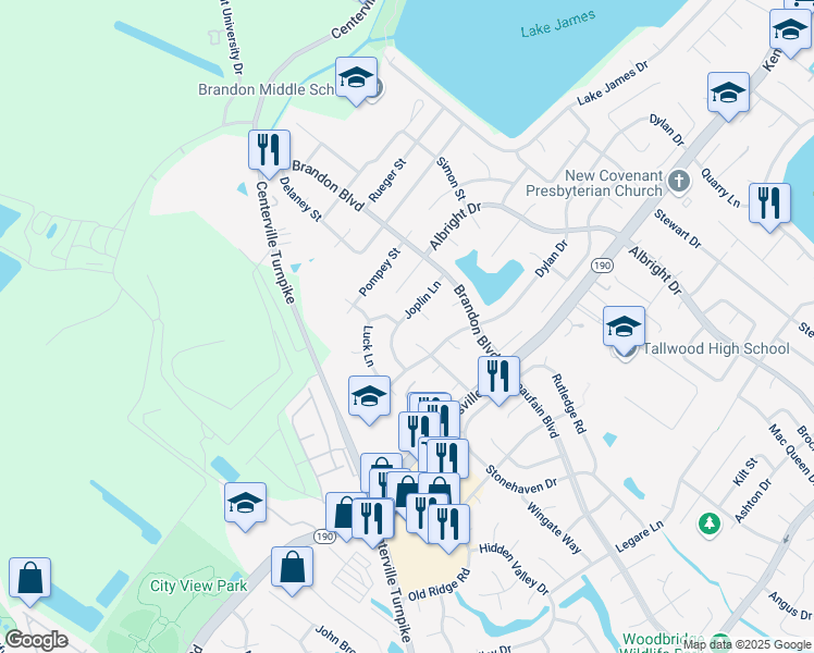 map of restaurants, bars, coffee shops, grocery stores, and more near 1744 Joplin Lane in Virginia Beach