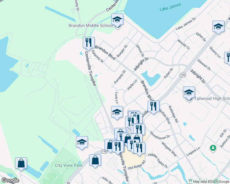 map of restaurants, bars, coffee shops, grocery stores, and more near 5749 Luck Lane in Virginia Beach