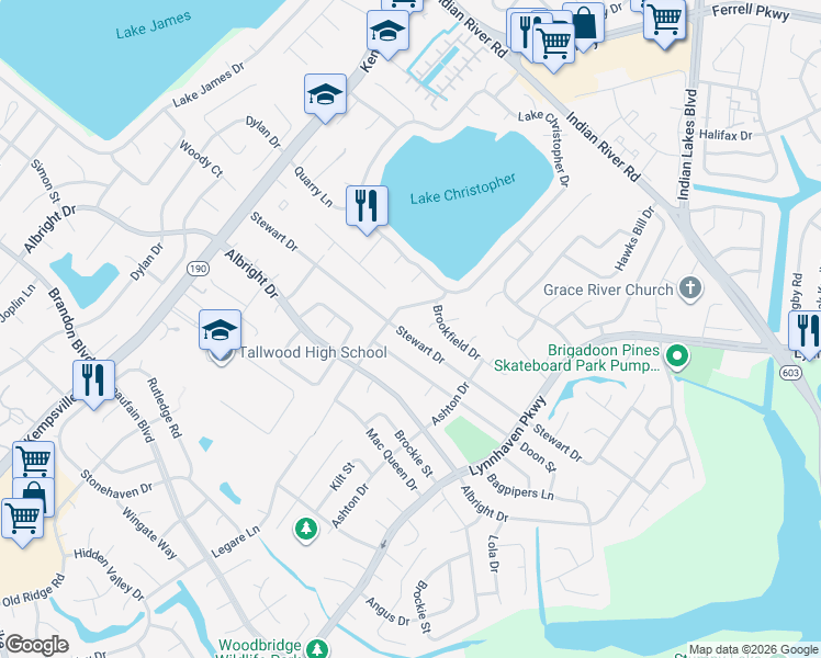 map of restaurants, bars, coffee shops, grocery stores, and more near 1525 Saybrook Cove in Virginia Beach