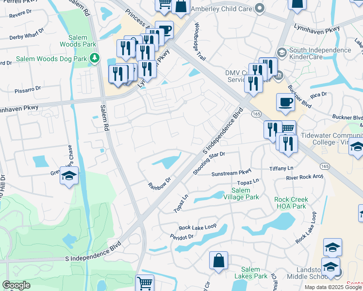 map of restaurants, bars, coffee shops, grocery stores, and more near 1804 North Star Court in Virginia Beach