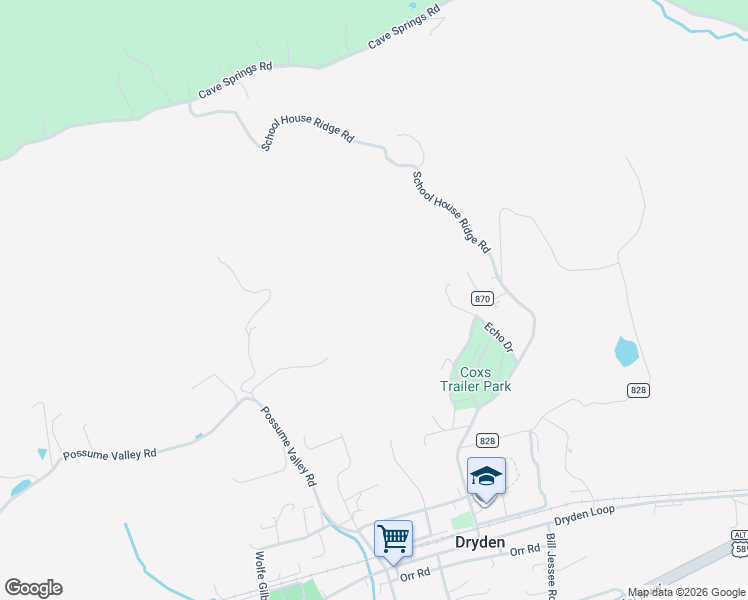 map of restaurants, bars, coffee shops, grocery stores, and more near in Dryden