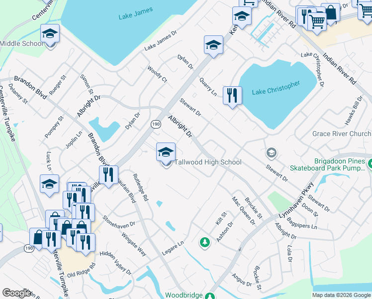 map of restaurants, bars, coffee shops, grocery stores, and more near 5608 Earlton Court in Virginia Beach