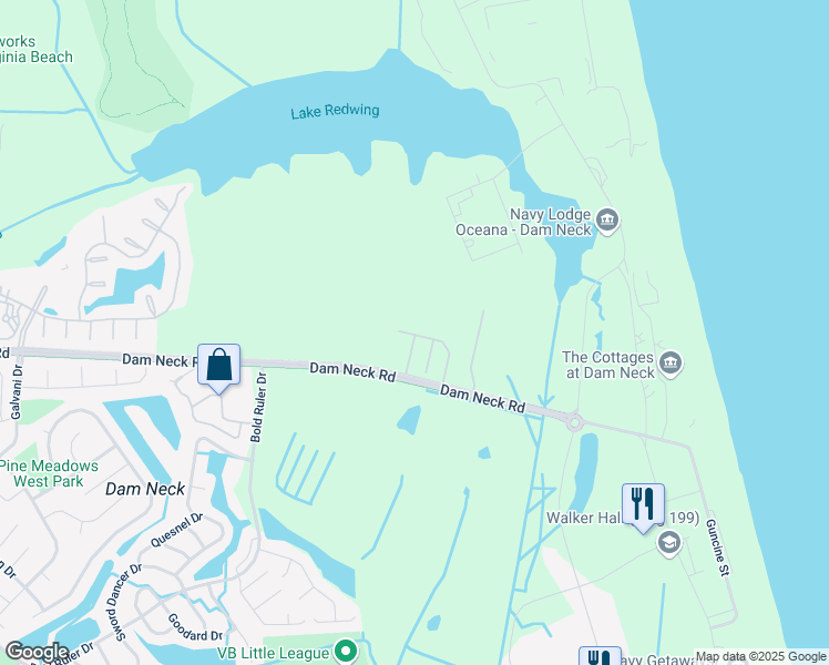 map of restaurants, bars, coffee shops, grocery stores, and more near 512 Fieldstone Glen Way in Virginia Beach