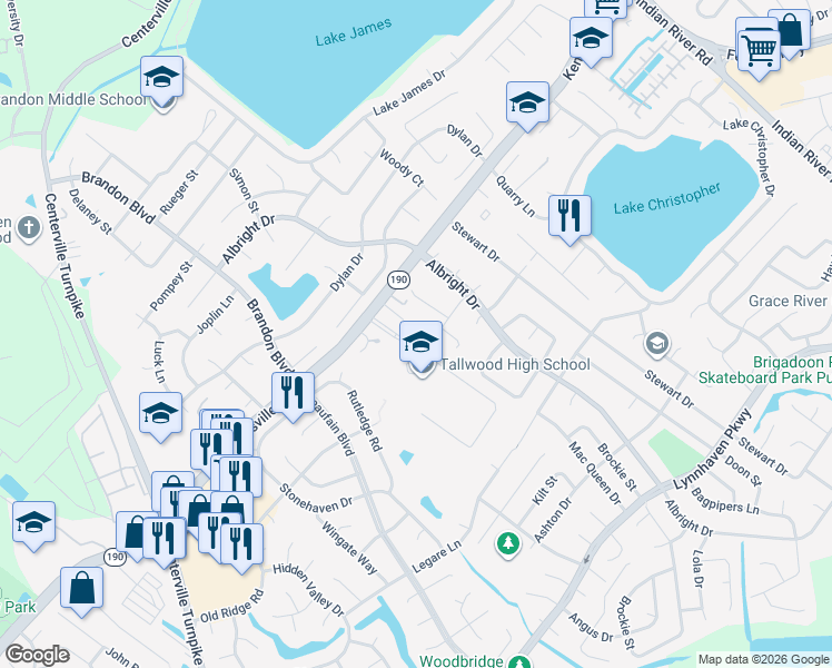 map of restaurants, bars, coffee shops, grocery stores, and more near 1713 Mac Gregory Street in Virginia Beach