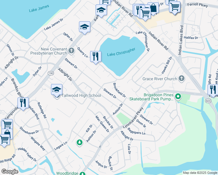 map of restaurants, bars, coffee shops, grocery stores, and more near 1525 Saybrook Cove in Virginia Beach
