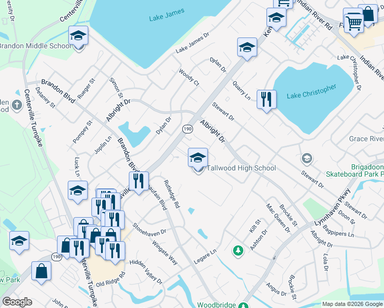 map of restaurants, bars, coffee shops, grocery stores, and more near 1713 Mac Gregory Street in Virginia Beach