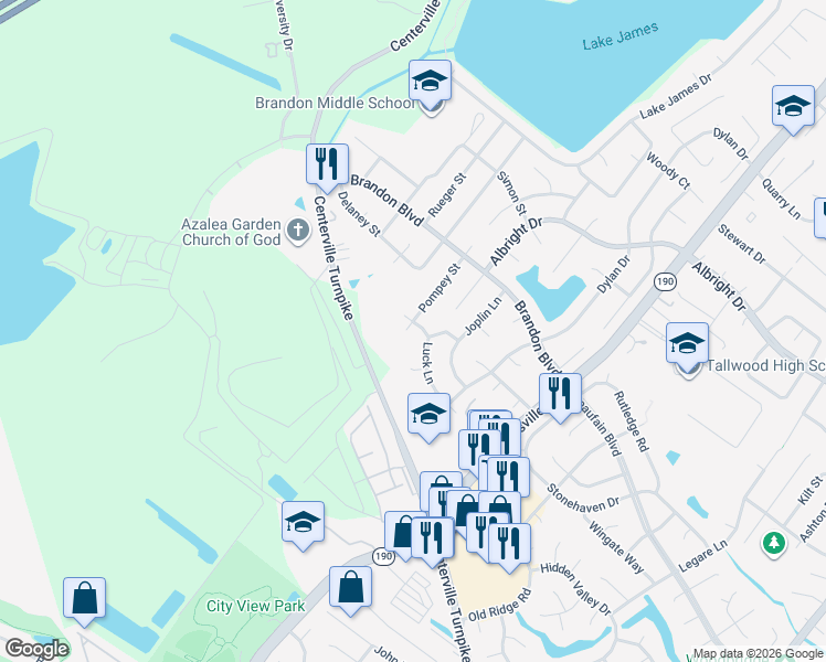 map of restaurants, bars, coffee shops, grocery stores, and more near 5761 Luck Lane in Virginia Beach