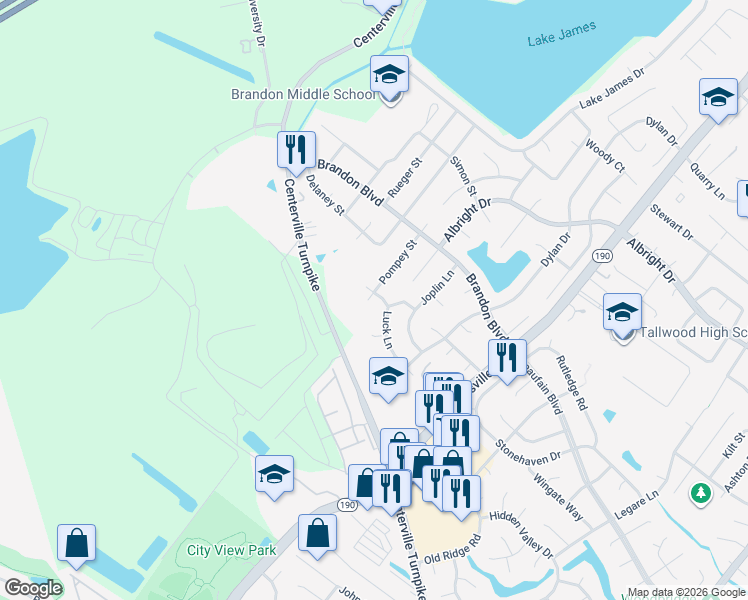 map of restaurants, bars, coffee shops, grocery stores, and more near 5749 Luck Lane in Virginia Beach