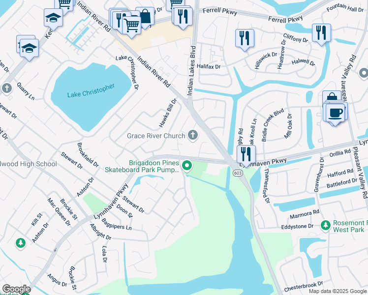 map of restaurants, bars, coffee shops, grocery stores, and more near 1649 Middlebrook Lane in Virginia Beach