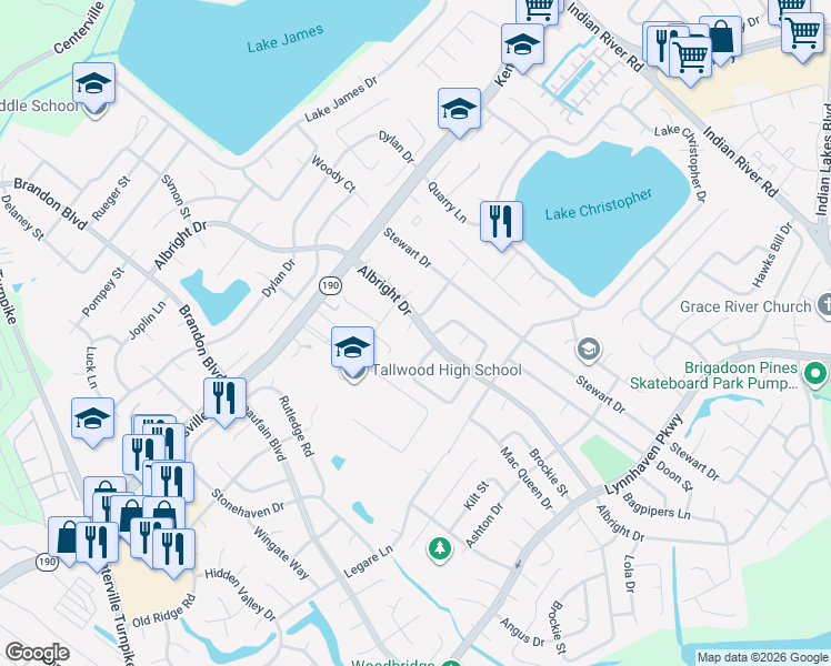 map of restaurants, bars, coffee shops, grocery stores, and more near 5608 Earlton Court in Virginia Beach