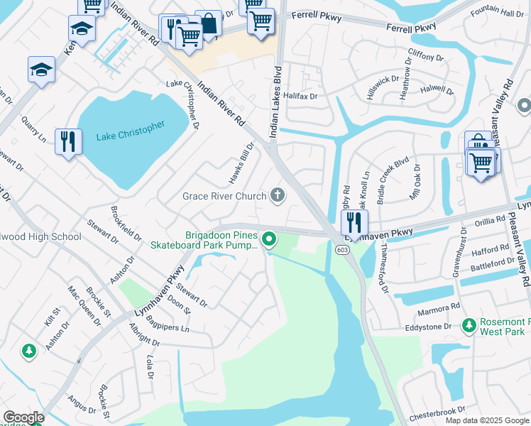 map of restaurants, bars, coffee shops, grocery stores, and more near 5205 Kanawha Court in Virginia Beach
