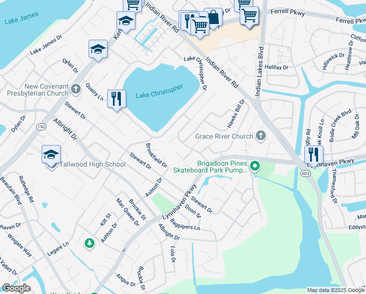 map of restaurants, bars, coffee shops, grocery stores, and more near 5133 Foxon Road in Virginia Beach