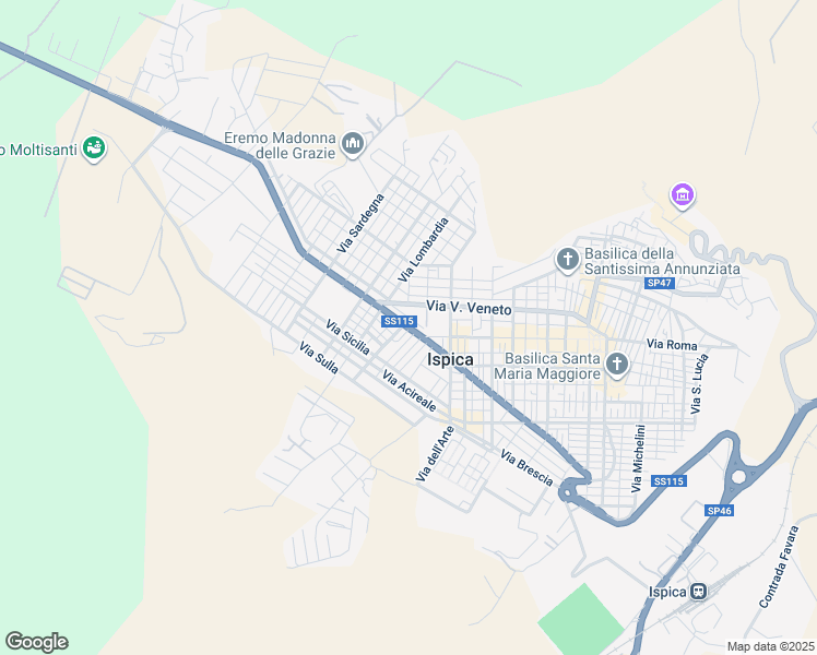 map of restaurants, bars, coffee shops, grocery stores, and more near 91 Via Enna in Ispica